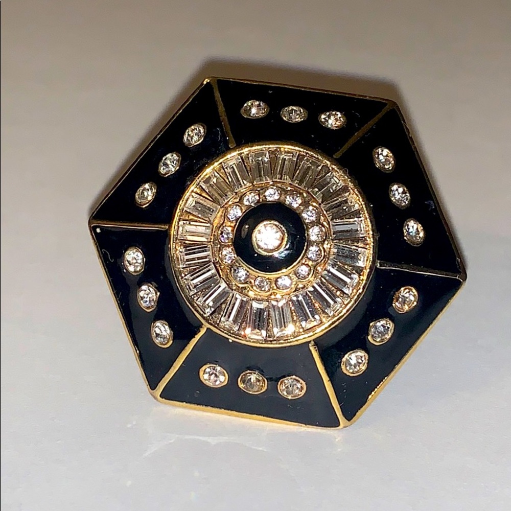 CC Skye Crystal Enamel Art Deco Ring